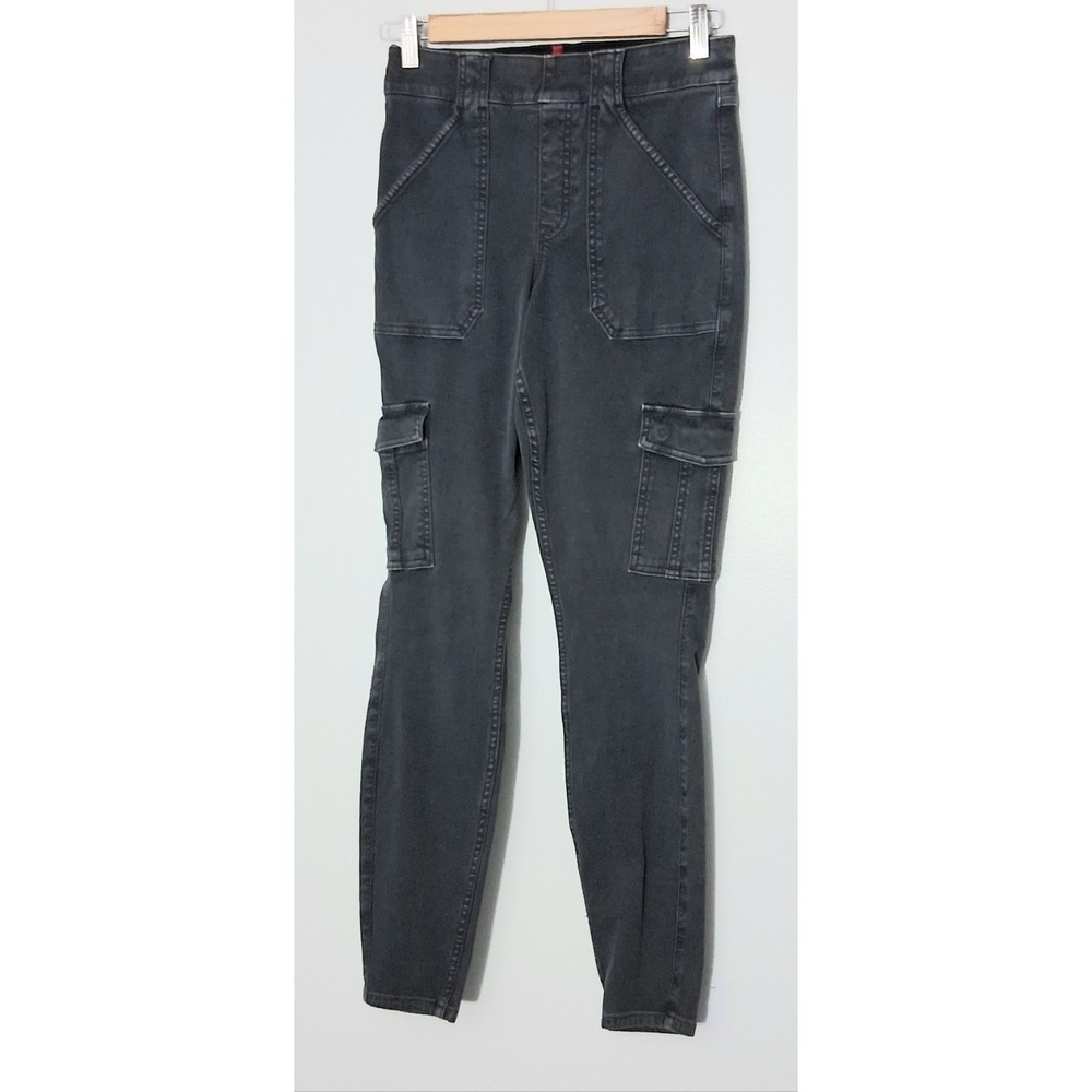 Spanx Jeans Women's Size Medium Charcoal‎ Stretch Twill Ankle Cargo 20311R